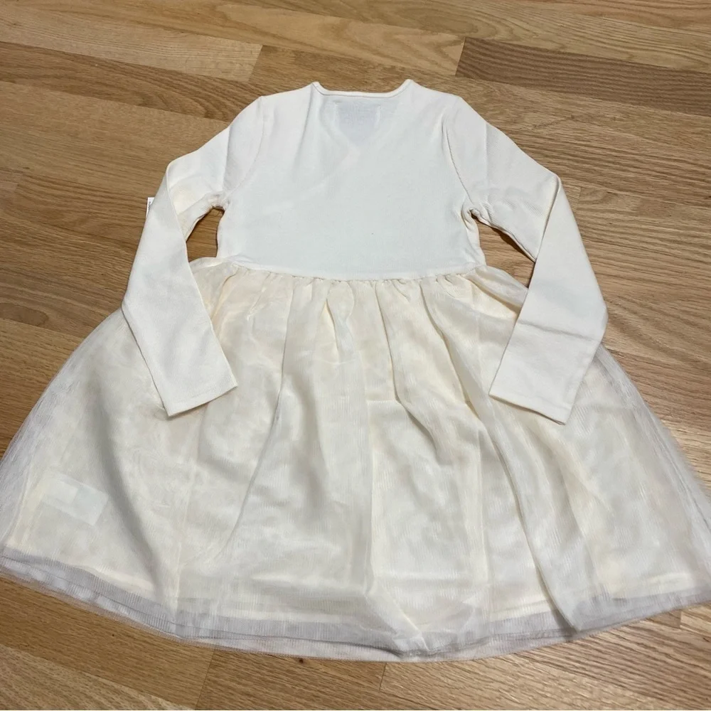 Old Navy Ivory White Dress NWT 5T Long Sleeve Faux Wrap Neck A-line Girls